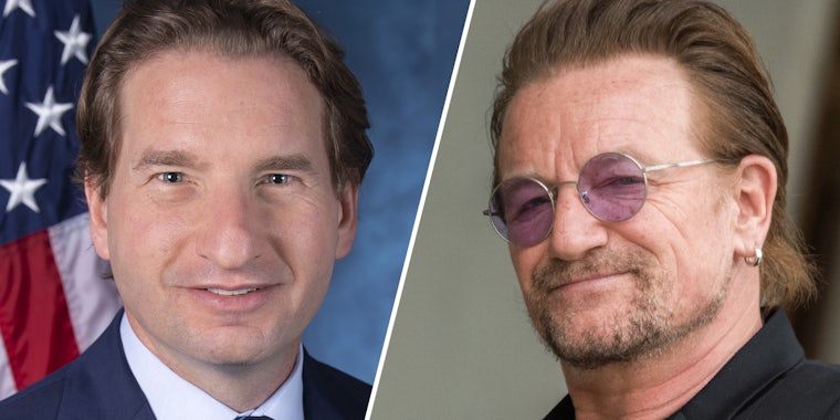 Dean Phillips(l), Bono of U2(r)