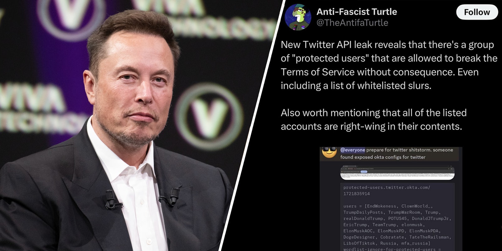 Elon Musk (l) Tweet (r)