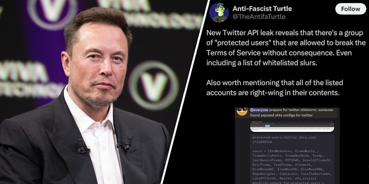 Elon Musk (l) Tweet (r)