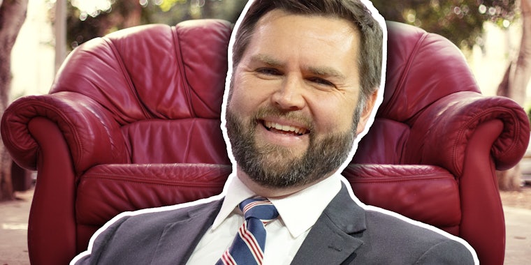 JD Vance in front of couch