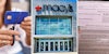 woman cutting credit card (l) Macy's storefront (c) letter changing APR to 34.49% (r)