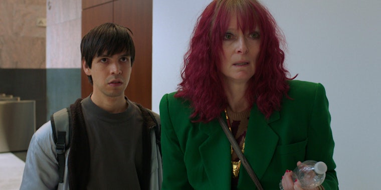 Julio Torres and Tilda Swinton in PROBLEMISTA