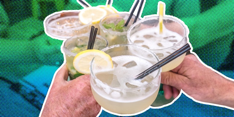 Hands cheersing margaritas