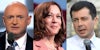 Mark Kelly (l) Kamala Harris (c) Pete Buttigieg (r)